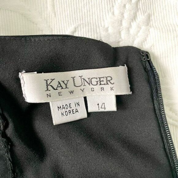 Kay Unger Black Silk Sequined Draped Rouched Stretchy Dress Size 14 - Picture 5 of 5